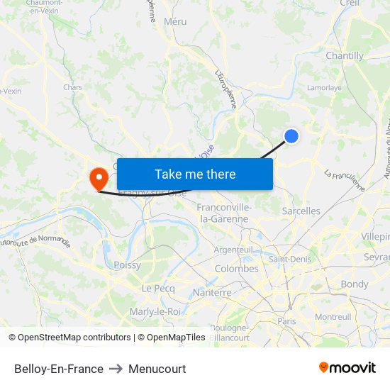 Belloy-En-France to Menucourt map