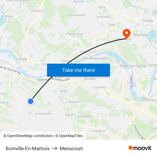 Boinville-En-Mantois to Menucourt map