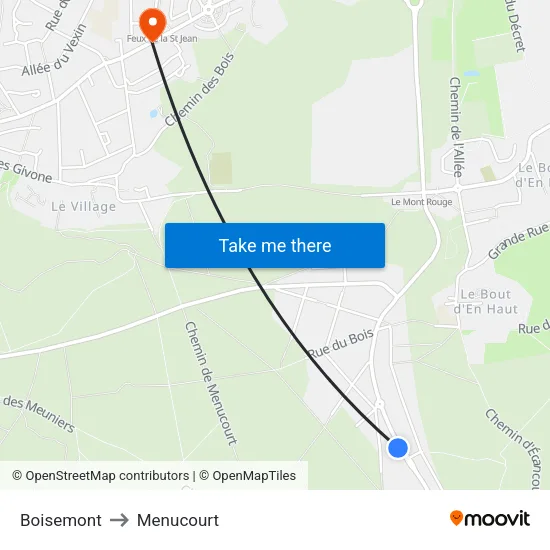 Boisemont to Menucourt map