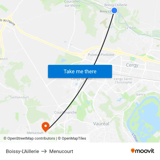 Boissy-L'Aillerie to Menucourt map