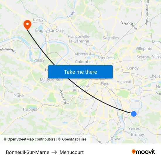 Bonneuil-Sur-Marne to Menucourt map