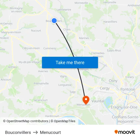 Bouconvillers to Menucourt map