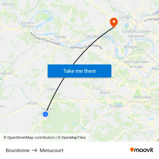 Bourdonne to Menucourt map