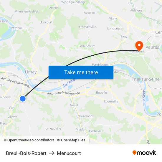 Breuil-Bois-Robert to Menucourt map