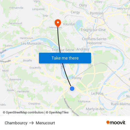 Chambourcy to Menucourt map