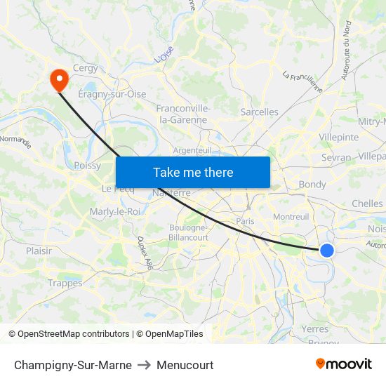 Champigny-Sur-Marne to Menucourt map