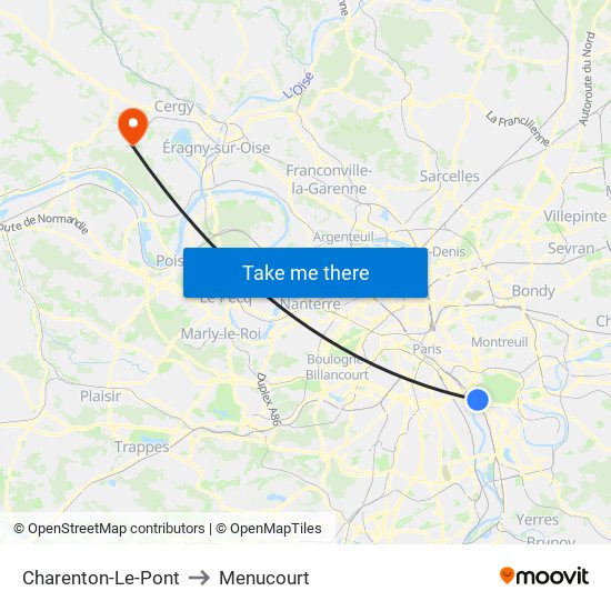 Charenton-Le-Pont to Menucourt map