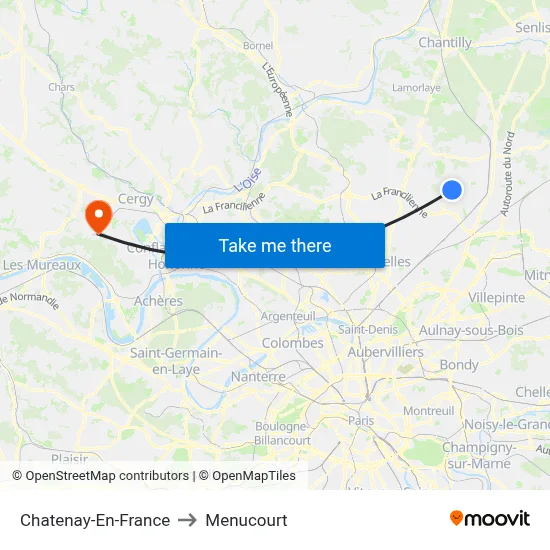 Chatenay-En-France to Menucourt map