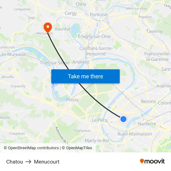 Chatou to Menucourt map
