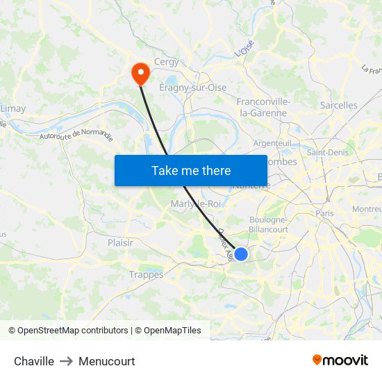 Chaville to Menucourt map