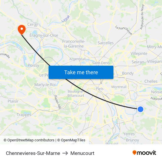 Chennevieres-Sur-Marne to Menucourt map