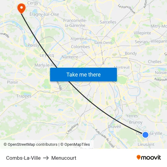 Combs-La-Ville to Menucourt map