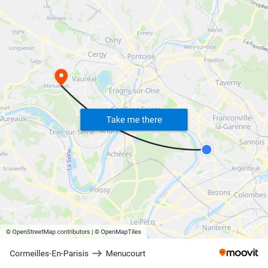 Cormeilles-En-Parisis to Menucourt map