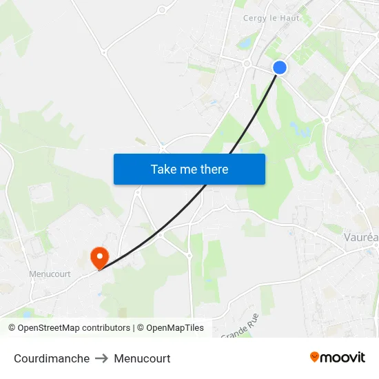 Courdimanche to Menucourt map