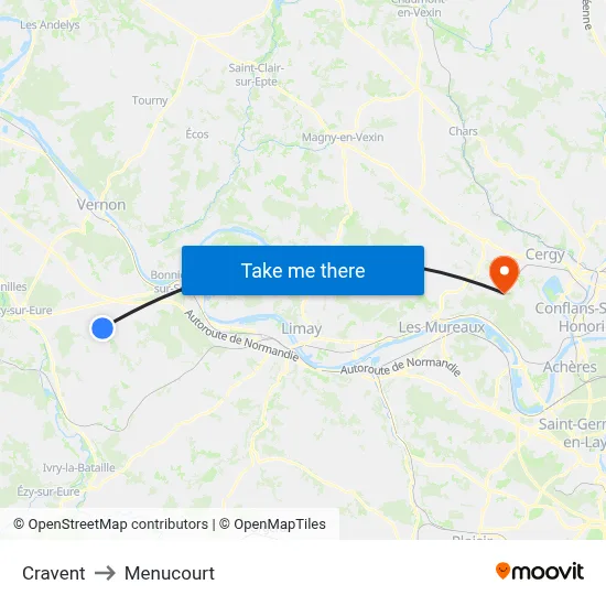Cravent to Menucourt map