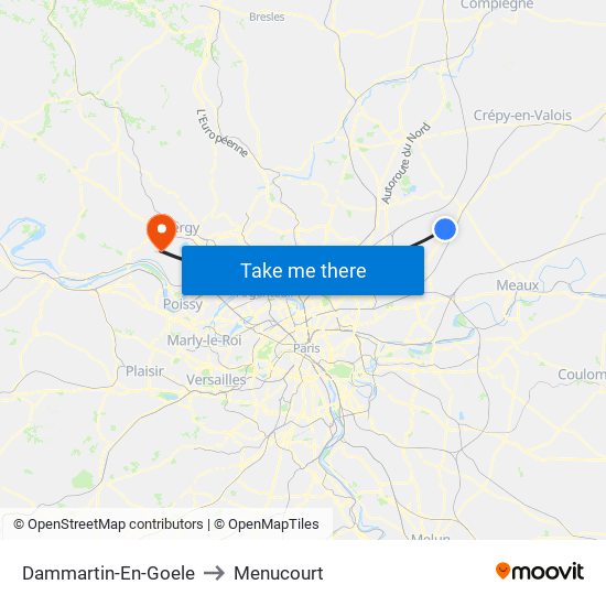 Dammartin-En-Goele to Menucourt map