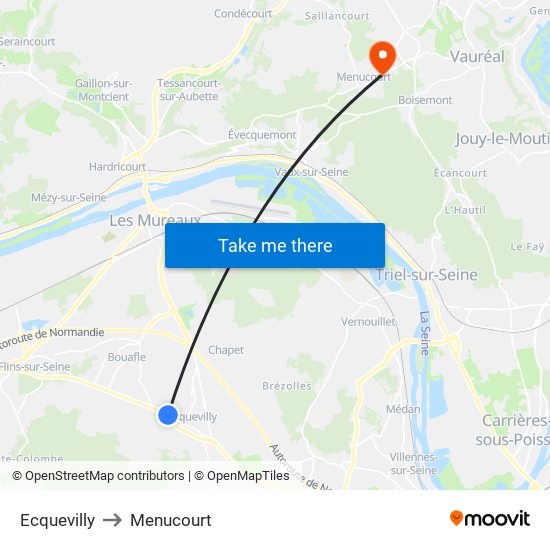Ecquevilly to Menucourt map
