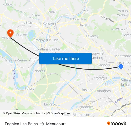 Enghien-Les-Bains to Menucourt map