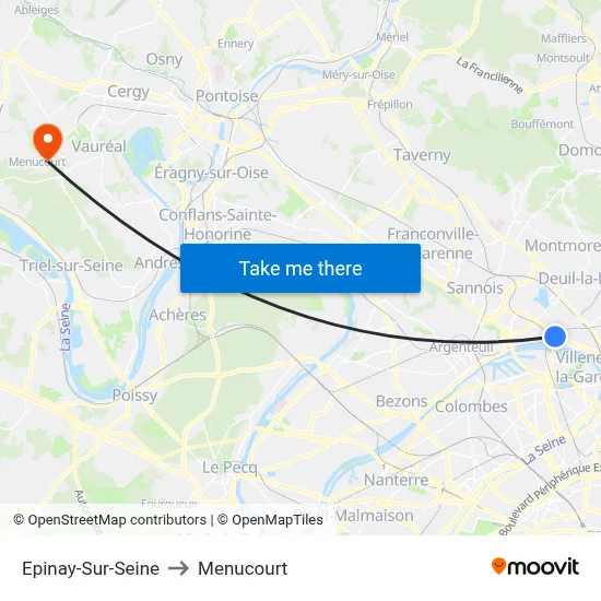 Epinay-Sur-Seine to Menucourt map
