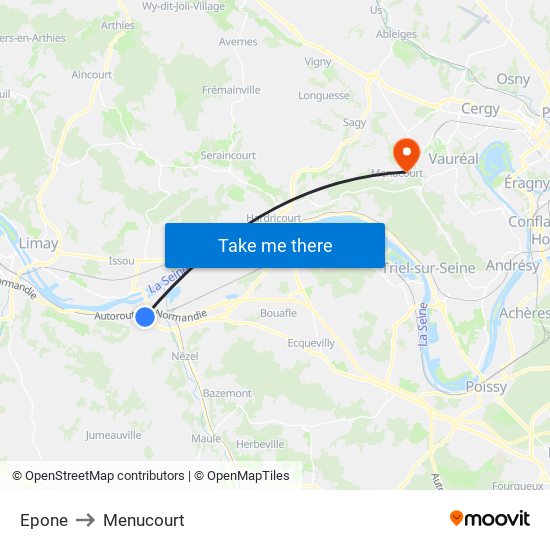 Epone to Menucourt map