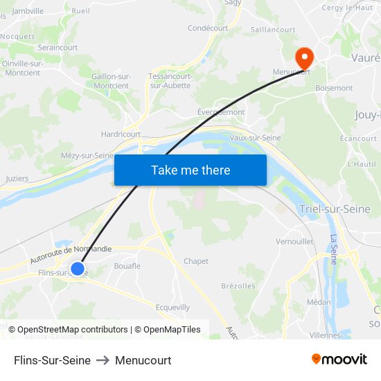 Flins-Sur-Seine to Menucourt map