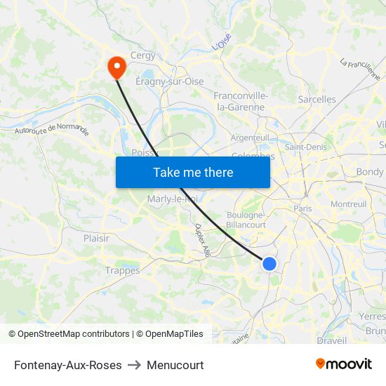 Fontenay-Aux-Roses to Menucourt map