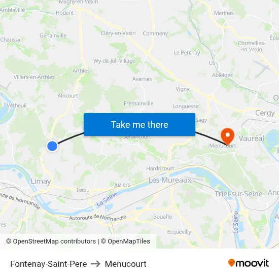 Fontenay-Saint-Pere to Menucourt map