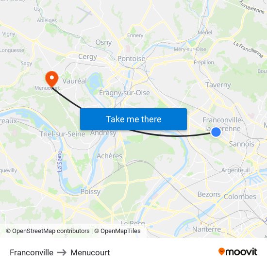 Franconville to Menucourt map