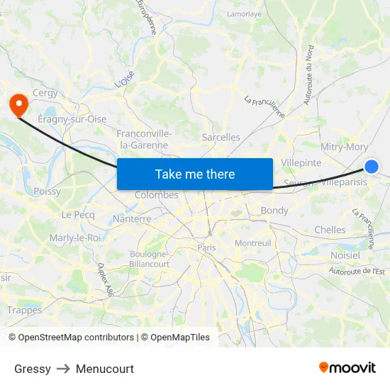 Gressy to Menucourt map