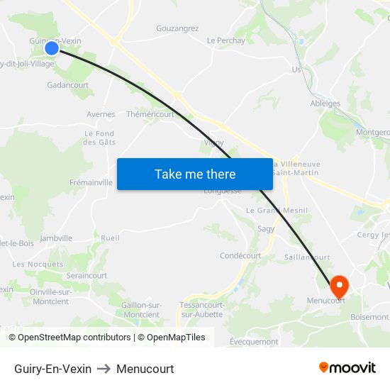 Guiry-En-Vexin to Menucourt map