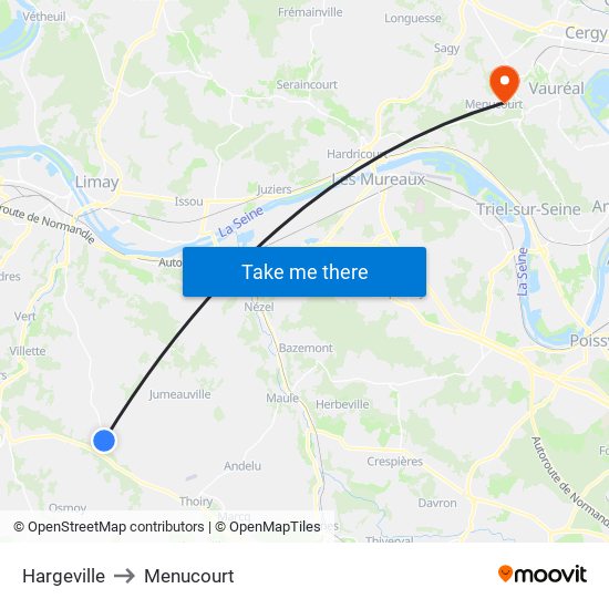 Hargeville to Menucourt map