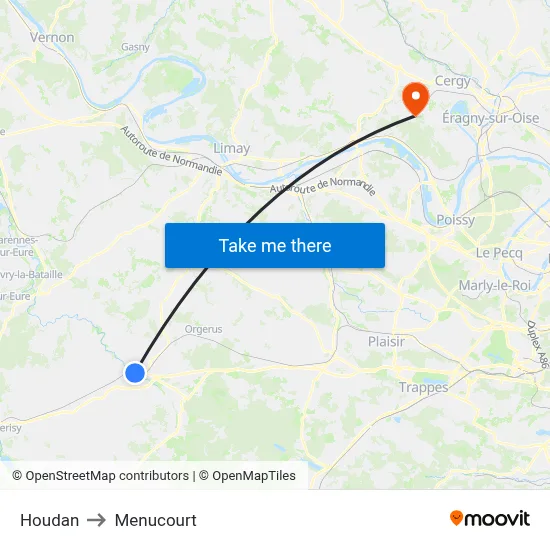 Houdan to Menucourt map