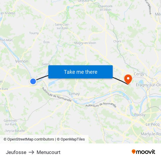 Jeufosse to Menucourt map