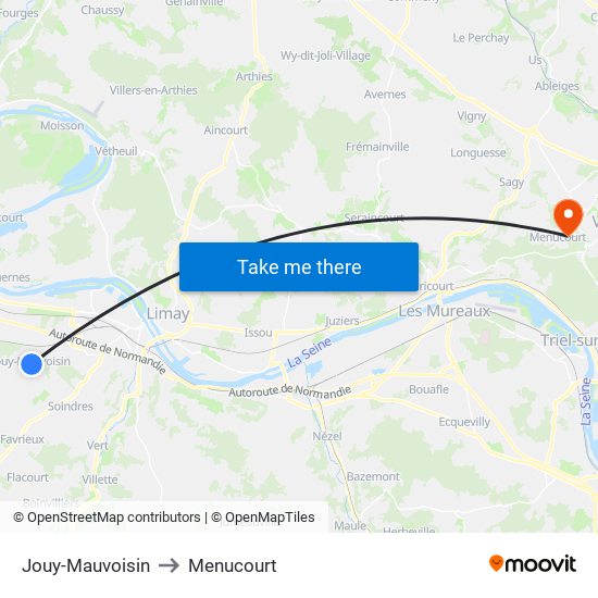 Jouy-Mauvoisin to Menucourt map