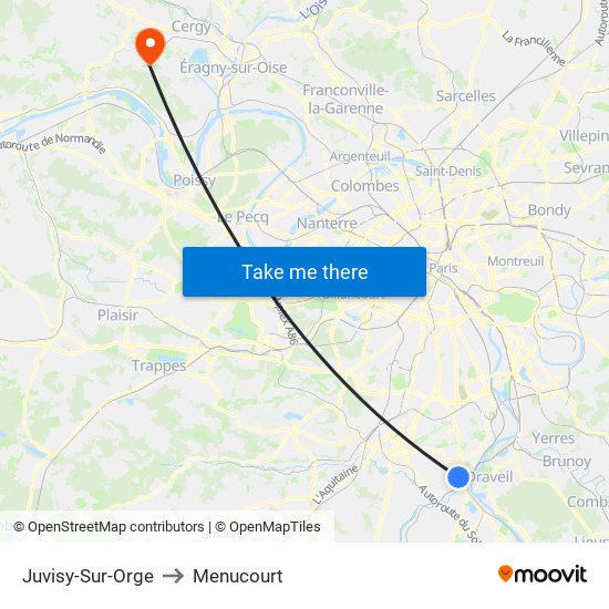 Juvisy-Sur-Orge to Menucourt map