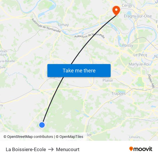 La Boissiere-Ecole to Menucourt map