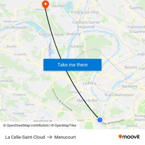 La Celle-Saint-Cloud to Menucourt map