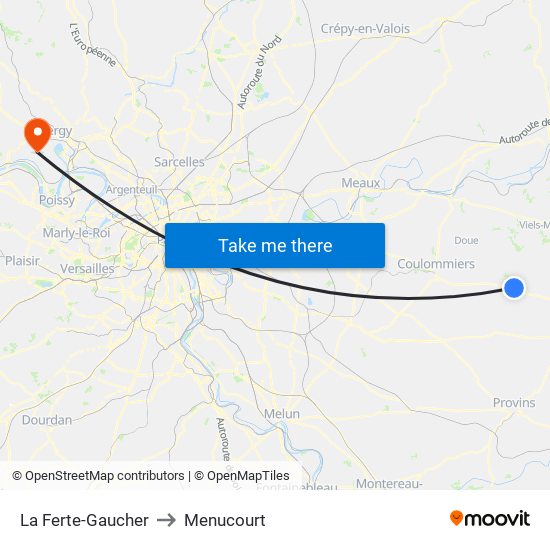La Ferte-Gaucher to Menucourt map