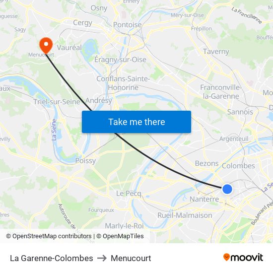 La Garenne-Colombes to Menucourt map