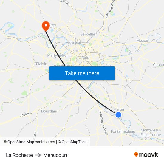 La Rochette to Menucourt map