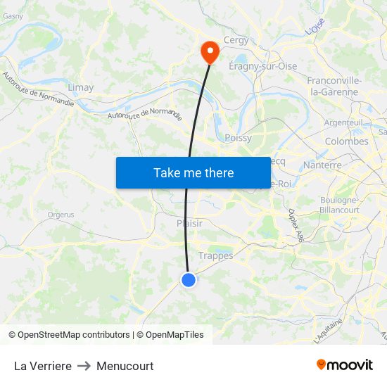 La Verriere to Menucourt map
