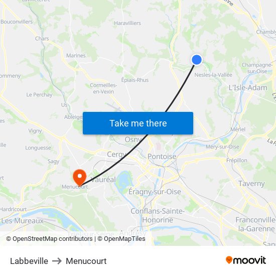 Labbeville to Menucourt map