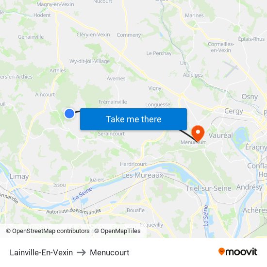 Lainville-En-Vexin to Menucourt map