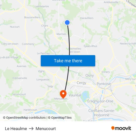 Le Heaulme to Menucourt map