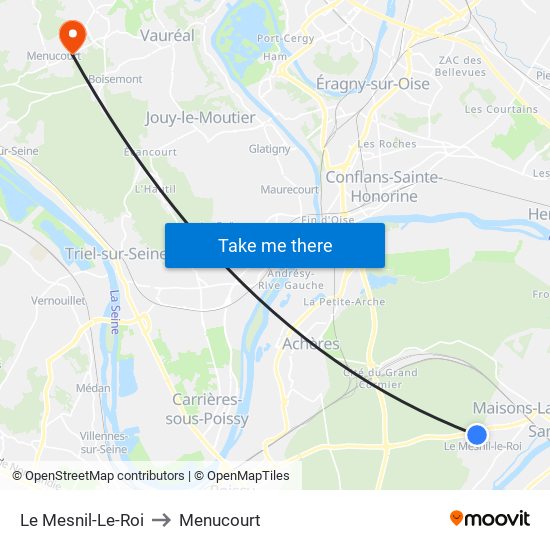 Le Mesnil-Le-Roi to Menucourt map