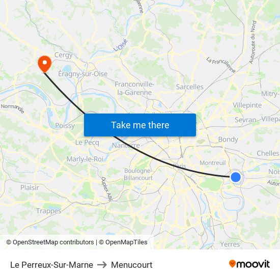 Le Perreux-Sur-Marne to Menucourt map