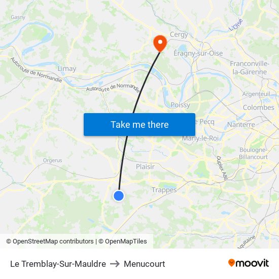 Le Tremblay-Sur-Mauldre to Menucourt map