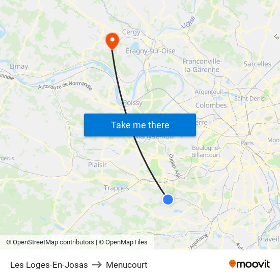 Les Loges-En-Josas to Menucourt map