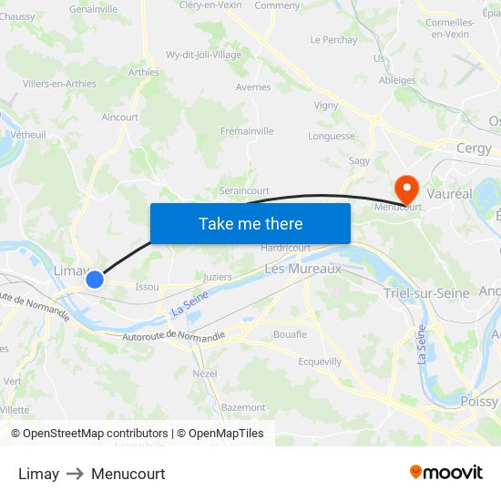 Limay to Menucourt map