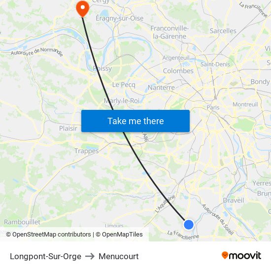 Longpont-Sur-Orge to Menucourt map